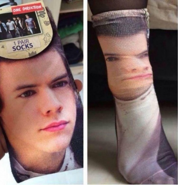 5. A portrait of a person on a sock? --- A very bad idea.