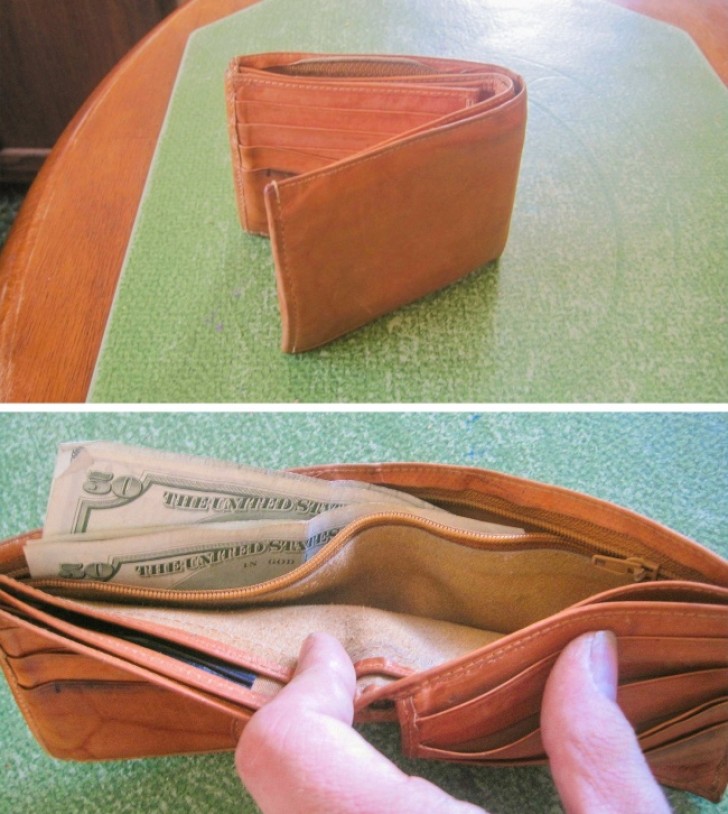 2. Vous achetez un portefeuille à 25 cents (25 cents) en cuir (ce qui était déjà une aubaine), et vous y trouvez 100 dollars!