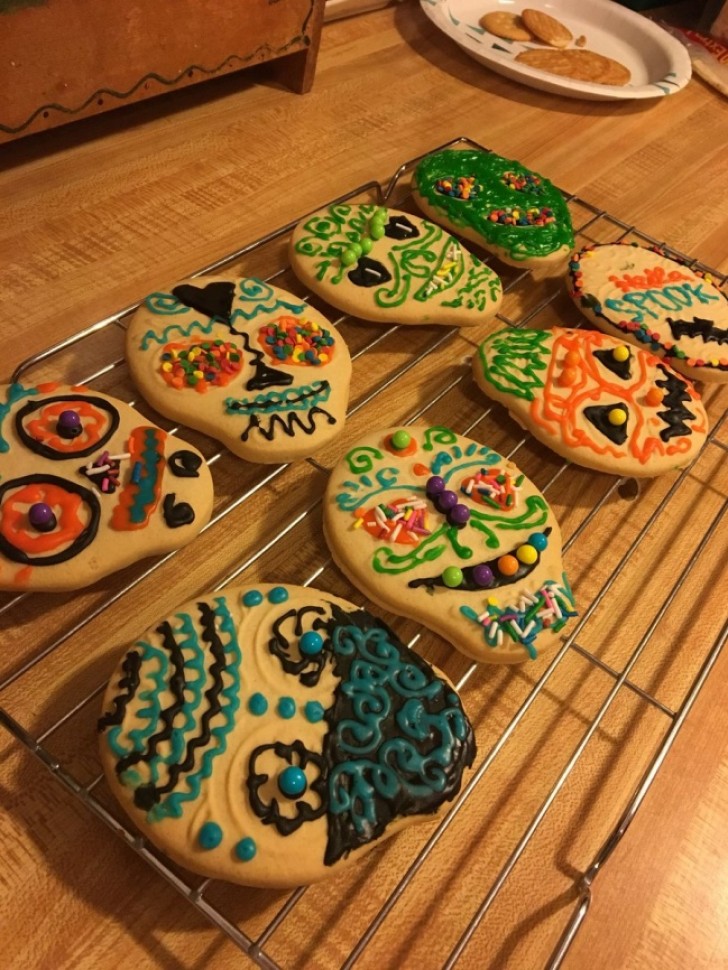 12. They spent the whole night decorating cookies for Halloween ...