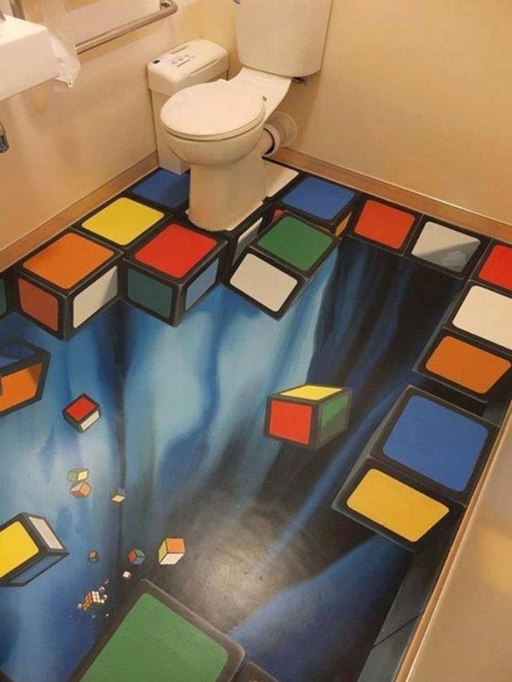 Per le famiglie più giocose un bagno a tema cubo di Rubik/Tetris!
