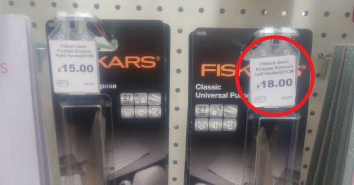 Have you ever thought about how the handle of certain scissors is made? For left-handed people trying to cut with those scissors is very difficult, indeed!