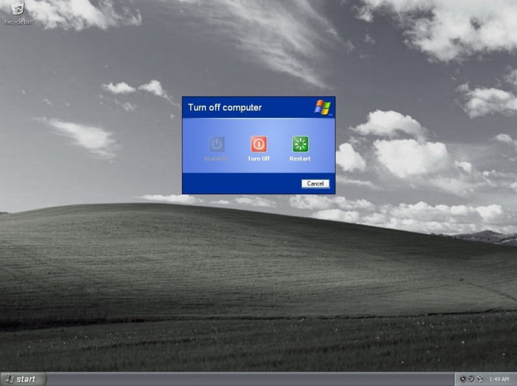 Wie Windows XP gebruikte, moest even wachten voor het uitschakelen van de PC, om het scherm langzaam grijs te zien worden.