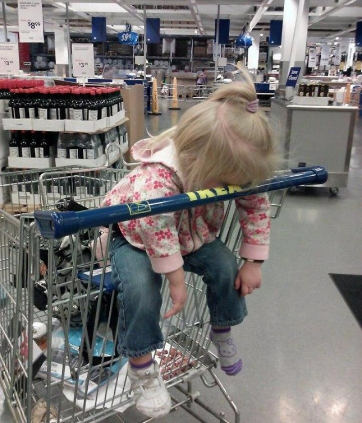 Another example of a child completely exhausted by shopping!