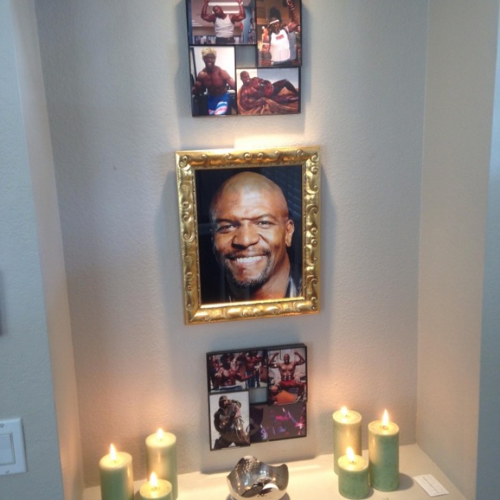 "My brother asked me to look after his house and his dog. I am sure that he will not mind if I have installed an altar dedicated to Terry Crews in his house."