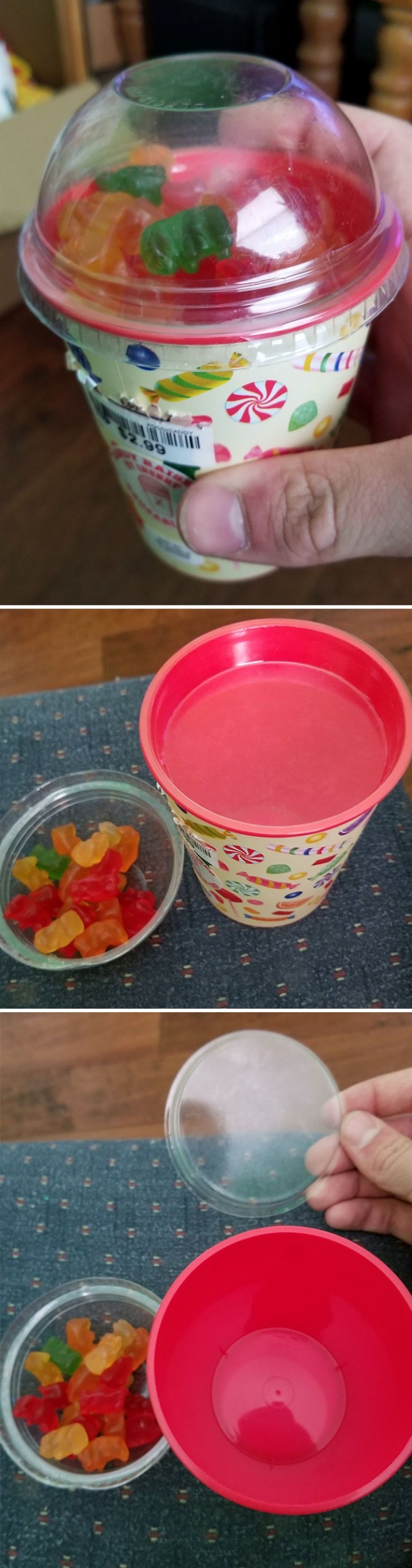 A plastic cup full of gummy bears ... or so the buyer thought!