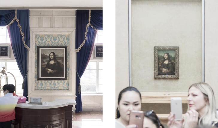 In een bar staat de Mona Lisa tentoongesteld.