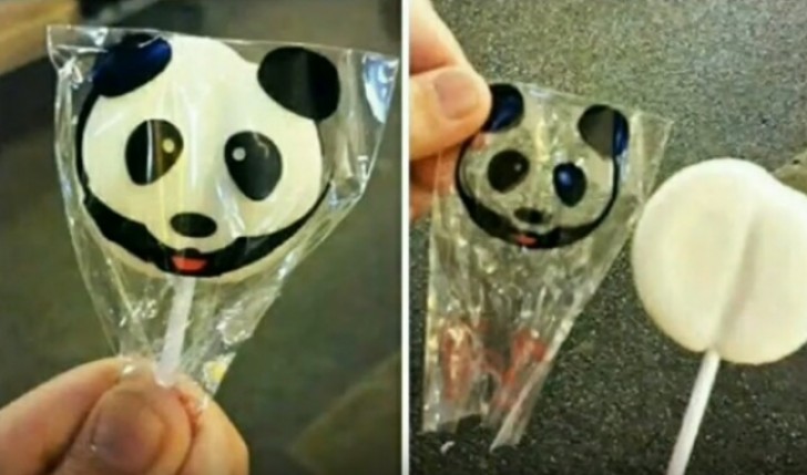 Ma che carino questo lecca-lecca con la faccia di panda...