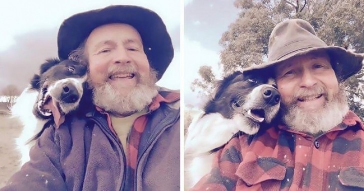 Una joven ha enseñado al padre como hacerse una selfie: y sus numerosos autoretratos junto al perro se convirtieron en virales!