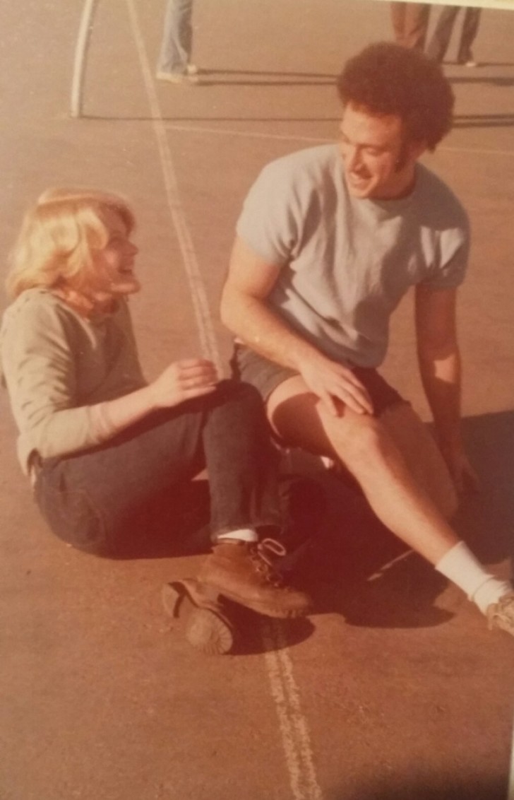 "This picture shows the exact moment when my parents met, they collided with each other during a volleyball match and have not been separated since."