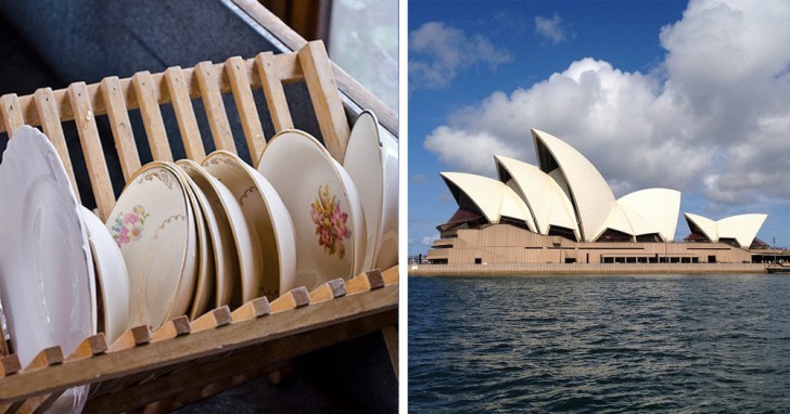 It has been revealed that the Sydney Opera House was inspired by a loaded dish rack.