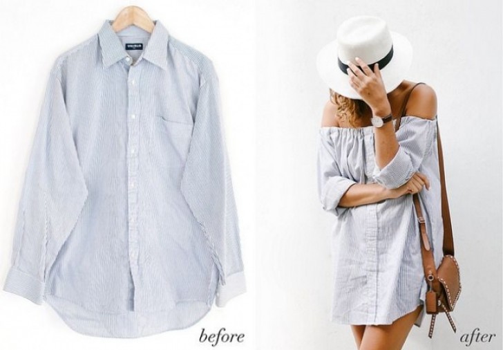 Who said that a man's shirt cannot look good on a woman? Just make a few modifications!