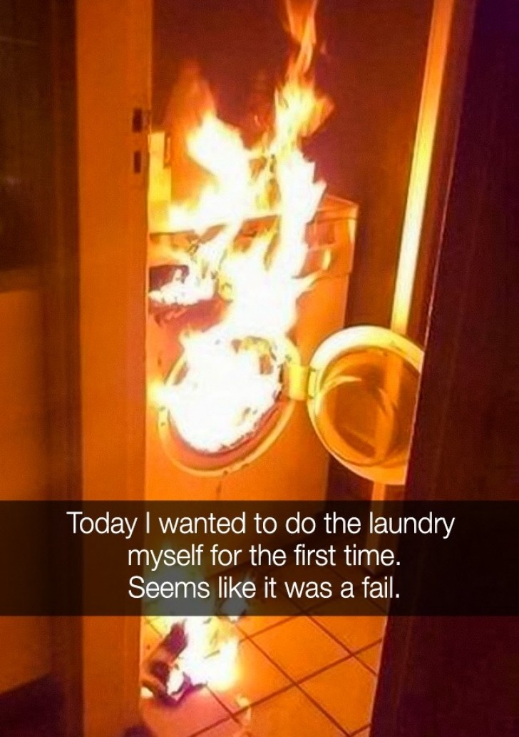"Aujourd'hui, c'était la première fois que j'utilisais la machine à laver..."