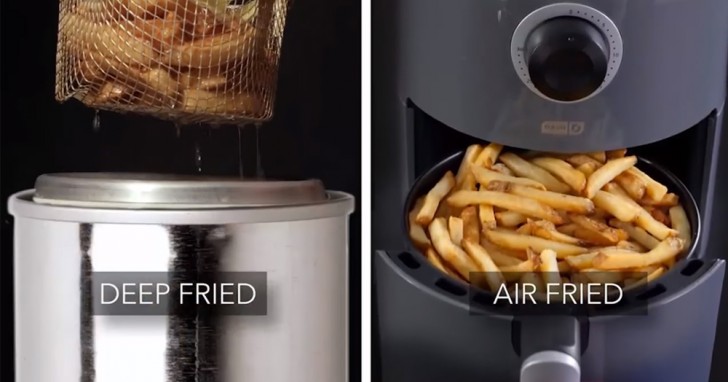 Fries have a special taste and consistency and with this gadget, you can literally fry them with hot air and get the same result (see video).