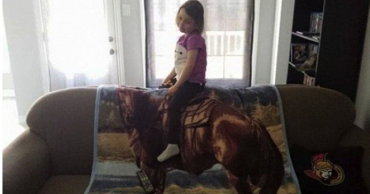 Mijn dochtertje wilde een paard hebben. In de tussentijd heb ik haar dit als cadeau gegeven..."