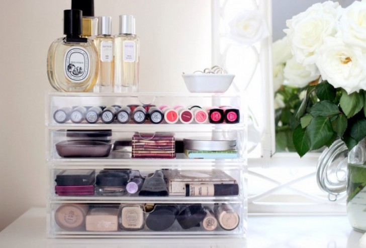 18. Office containers are also excellent for storing beauty products, make-up, and accessories.