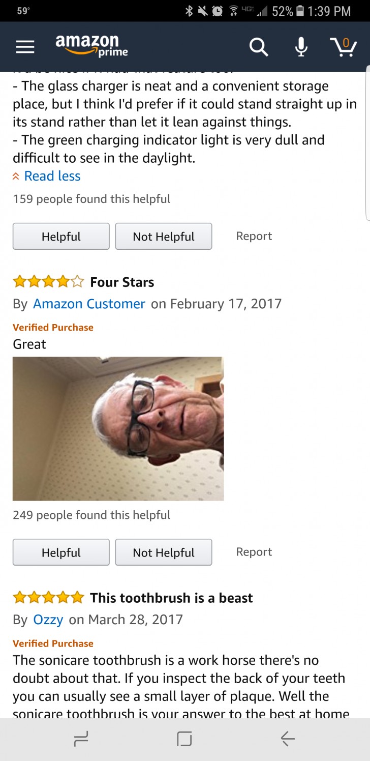 This gentleman put his own face in the review!