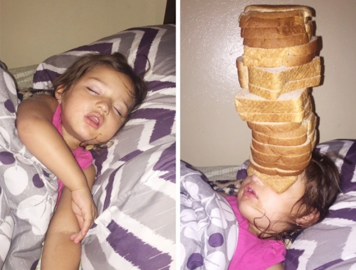Här är vad hennes äldre bror gör när hon sover ...