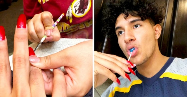 "Min syster vill bli nagelskulptör och bad mig träna sig på mina naglar..."