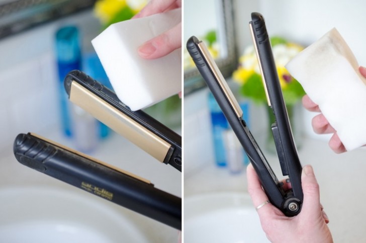 8. Degrease flat iron plates used to straighten hair.