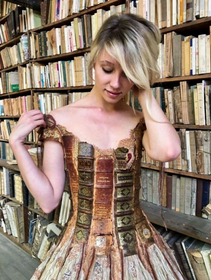 And what about this dress --- made with old books?