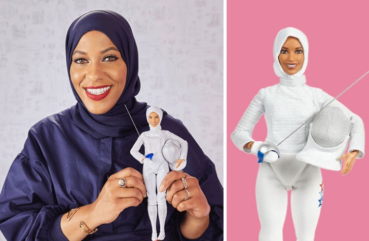 Ibtihaj Muhammad, schermster en onderneemster: in 2017 was zij de eerste Barbie die een hidjab droeg.