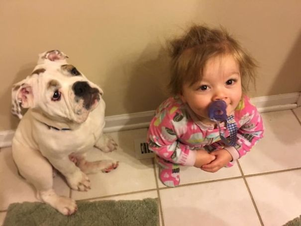 25. Every morning, my daughter and her puppy fight for a "seat" on the hot air heating vent and today she has won!