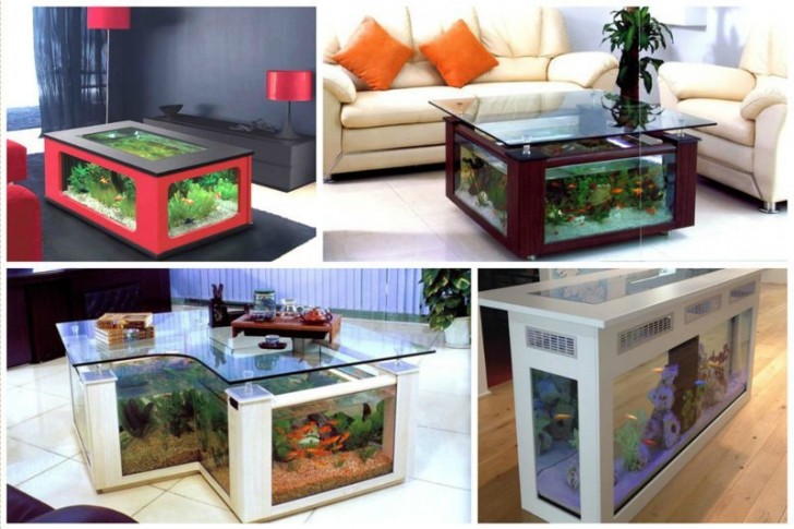 An aquarium built into furniture, to fully experience it every day.