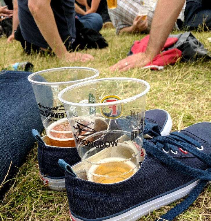 At an outdoor concert, it can be useful to bring an extra pair of shoes ...