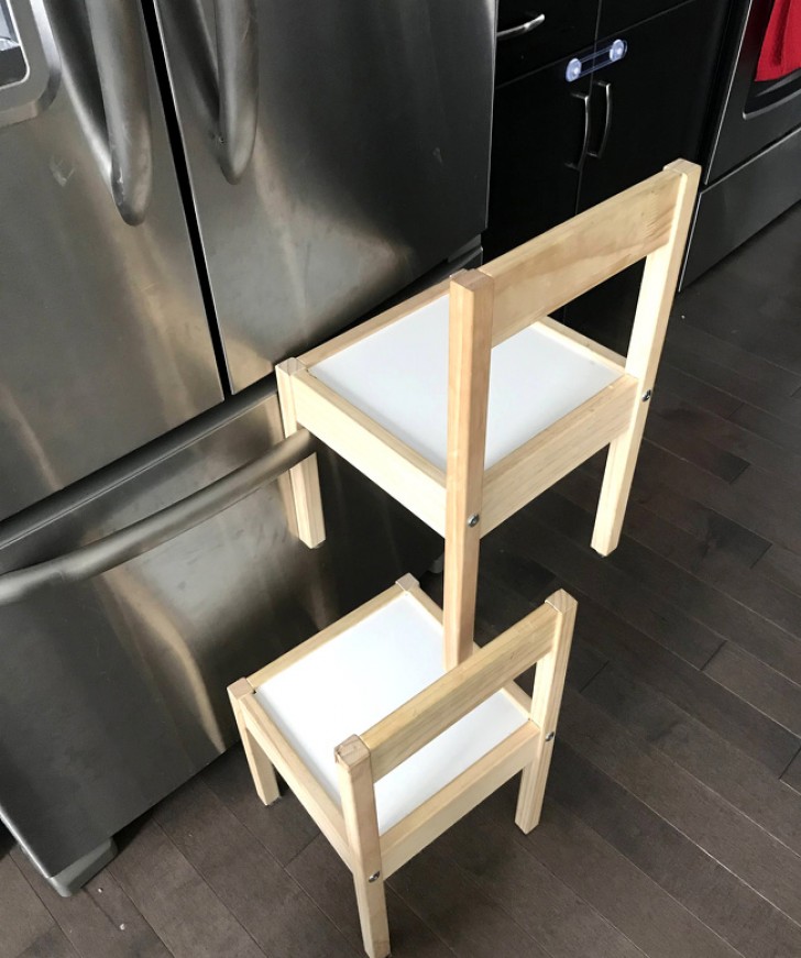 "My 3-year-old daughter built this to get to the desserts in the freezer ..."