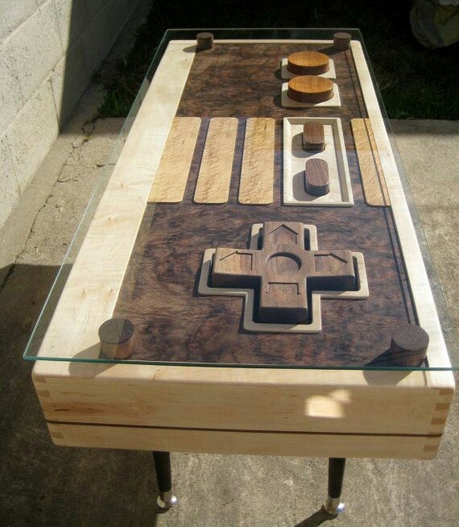 A completely functional Nintendo controller coffee table.