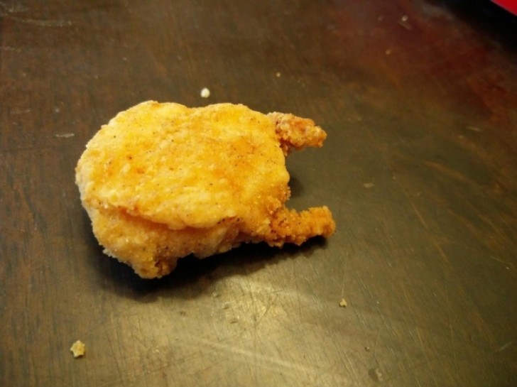 Um nugget em forma de galinha!