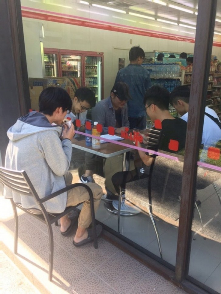 This guy is actually eating outside ...