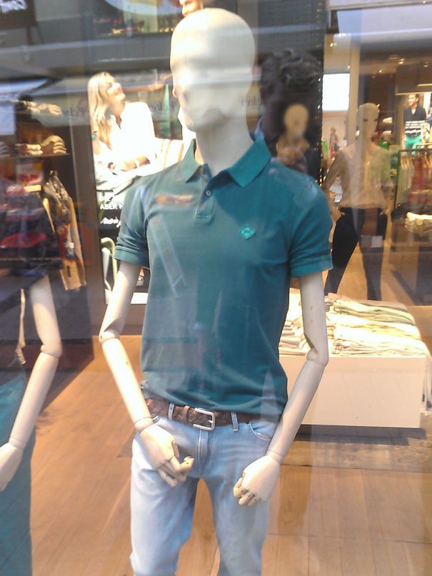 13. Finally, a mannequin that shows exactly how funny I look in a polo shirt.