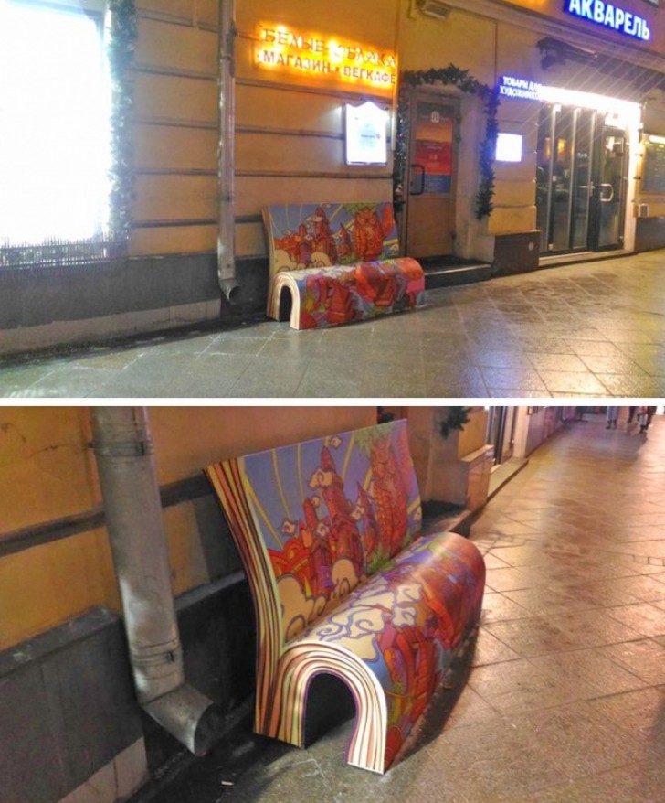 6. A huge rolled up poster or a colorful and imaginative bench?