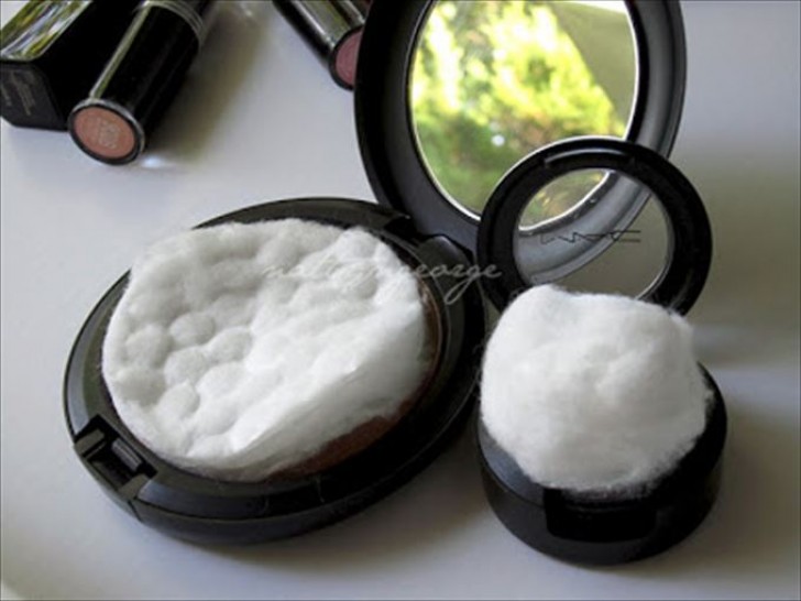 24. Put cotton rounds or pads in eye shadow containers to keep the dust from getting them dirty.