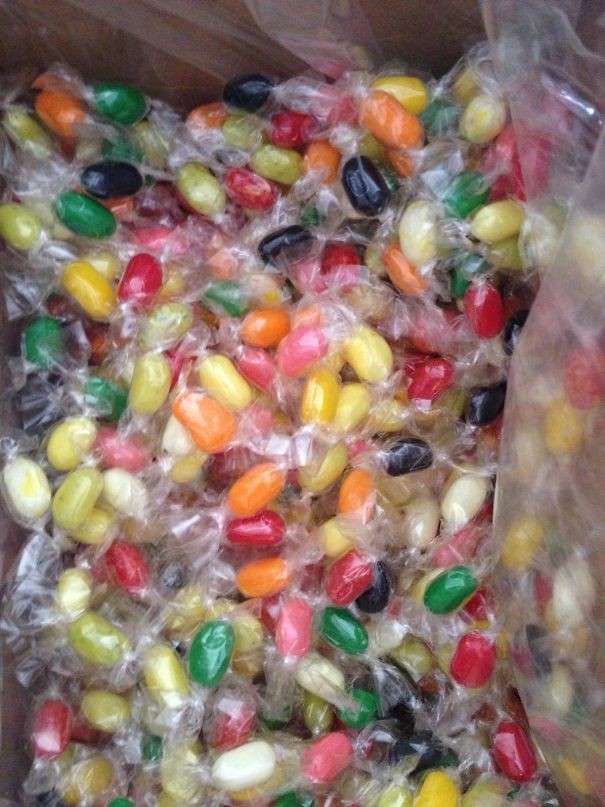 This person ordered a large number of jelly beans online ... and they came wrapped INDIVIDUALLY.