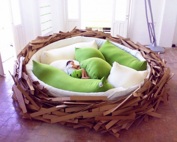 Un letto a forma di nido... conoscete qualcosa di più accogliente?