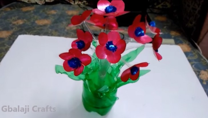 4. Floral decorations made of colored plastic.