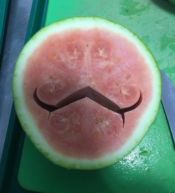 Watermelon with a mustache.