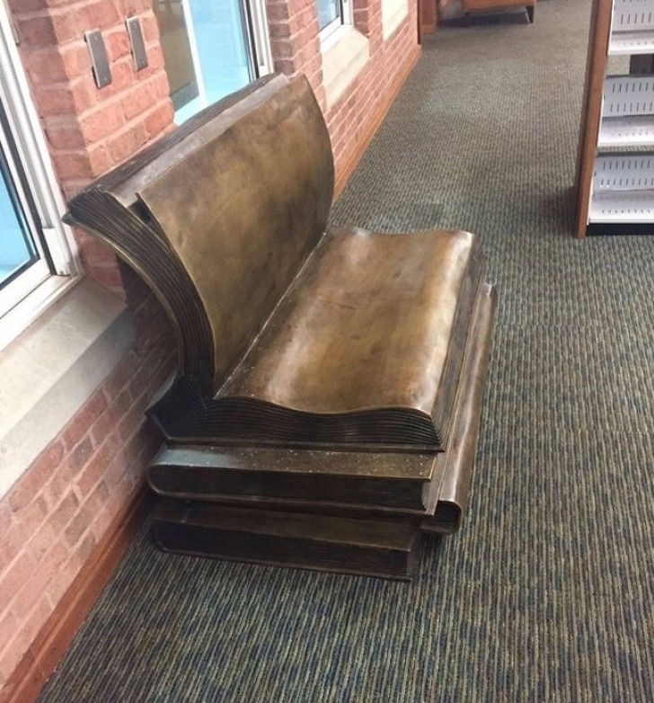 A bench formed by a pile of books --- delightful!