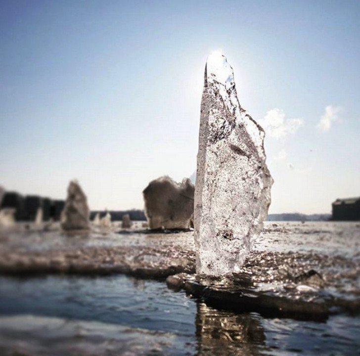 This piece of ice looks like a sailboat.