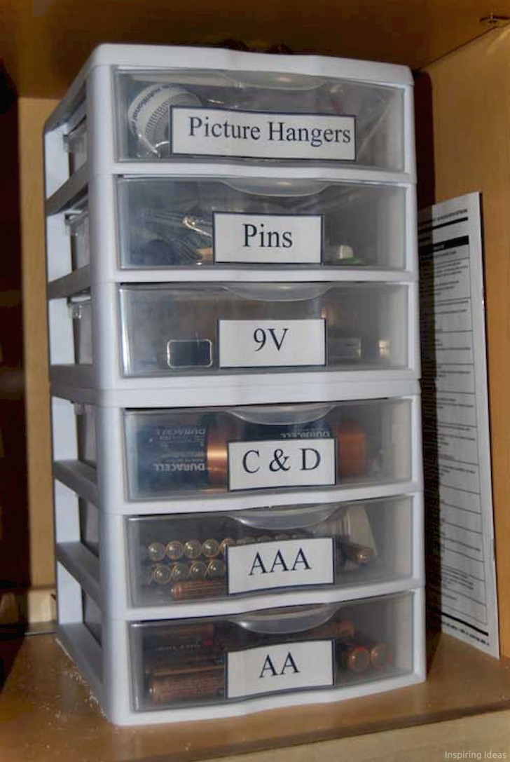 10. Catalog and store small objects, such as batteries, in convenient transparent containers.