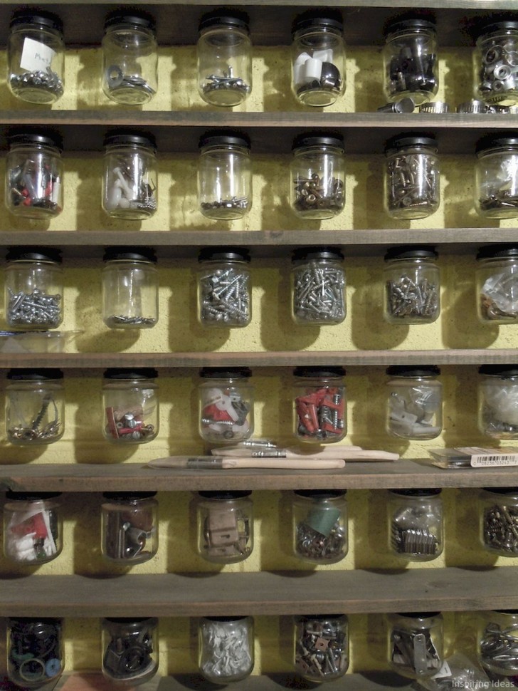 15. Store in small glass jars any tiny objects that could otherwise be lost, such as nails and screws.