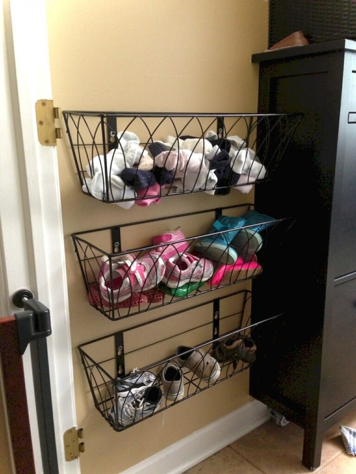 6. Assemble practical hanging-wire basket racks to hold everything that should not be just laying around the house
