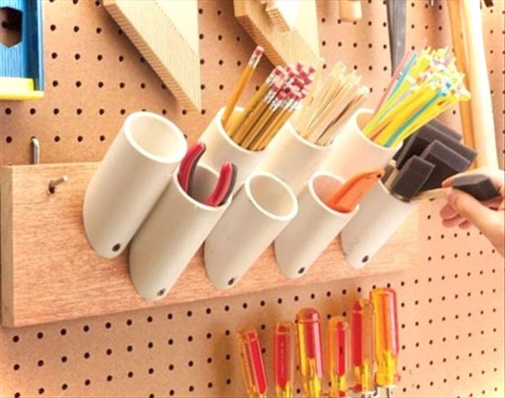 7. Create tube containers to store all those objects you want to keep easily accessible.