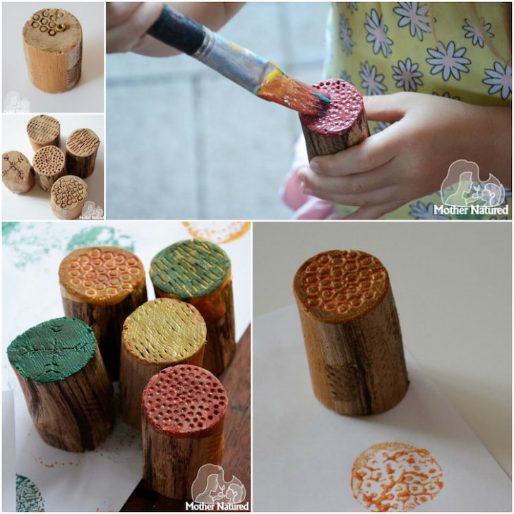11. Do-it-yourself wooden stamps to keep children entertained.