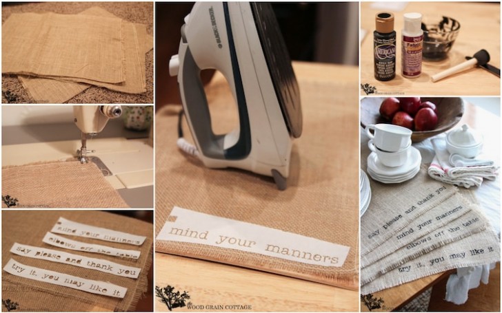 3. Custom-made jute placemats with pithy comments written by you!