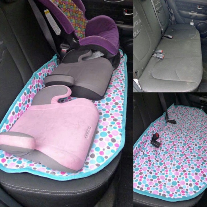 2. Um eure Autositze zu schützen, legt eine Auflage unter die Kindersitze.