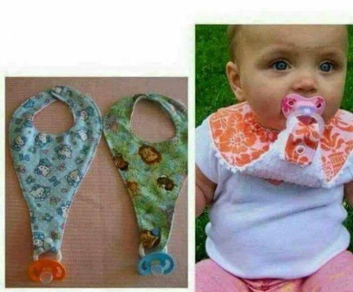 5. A bib that also functions as a pacifier.