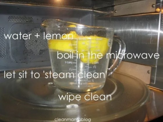 Para limpiar el horno a microondas, hacer hervir por algun minuto el agua con limon: transcurrido el tiempo, las salpicaduras de jugo se iran con una sola pasada.
